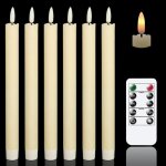Bougies coniques sans flamme - avec t�l�commande et lumi�re led vacillante - cire v�ritable - �clairage ...
