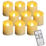 Bougies led - nikcorp - ensemble de 9 - t�l�commande - minuterie - blanc