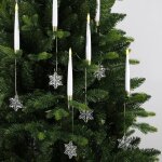 Bougies led pour sapin de no�l 12 bougies sans flamme avec pendules de flocons & t�l�commande kit avec ...