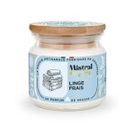 Bougie parfume artisanale linge frais 40 heures 150ml mistral des sens