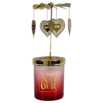 Bougie parfum�e avec carousel de coeur (h16 cm) collection amour senteur r�ve poudr�