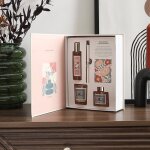 Bougie - home deco factory - coffret flower - parfum�e - diffuseur et spray - blanc rose et vert