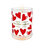 Bougie verre c�ur mon amour tu illumines ma vie rouge bordeaux