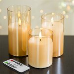 Bougies en verre doré sans flamme vacillante bougies led électriques réalistes à piles avec télécommande ... Bougies en verre doré sans flamme vacillante bougies led électriques réalistes à piles avec télécommande ...