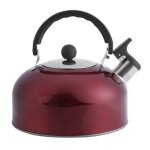 Bouilloire  caf sifflante - acier inoxydable - 3l - rouge - ergonomique - sifflet intgr