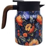 Bouilloire cruche vintage th�i�re isol�e en acier inoxydable de cuisine � motif floral avec infuseur ...
