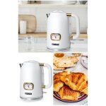 Bouilloire - vintage - 1. 7l - 2200w - sans fil - acier inoxydable 304 - blanc et dor�