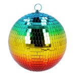 Boule disco rotative Ø 15 cm avec socle, 18 LED colorées et 2