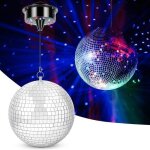 Boule disco avec moteur et lumire boule facettes 20cm avec 4 lumire et 18 led pour fte disco club dj ...