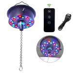 Boule disco moteur rotatif � led 10 tr / min avec t�l�commande cha�ne 4 lumi�res color�es et 18 perles ...