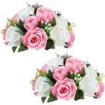 Boule de fleurs artificielles - aqsacokiya - roses en soie - 15 ttes - rose - dcoration mariage fte ...