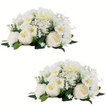Boules de fleurs artificielles - pivoine - blanc - diamtre 10 - centres de table mariage