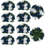 Boules florales bleu marine et blanches 24?cm en soie synthétique ? décoration élégante pour mariage ... Boules florales bleu marine et blanches 24?cm en soie synthétique ? décoration élégante pour mariage ...
