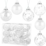 Boules de nol blanches - febest - 24 pices - diamtre 6 cm - transparente et blanche - crochet de suspension ...
