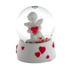 Boule � paillette avec ange et coeurs - dimensions 4. 5 x 6 cm