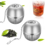 Filtre � th� - zeaicos - boule � th� en acier inoxydable - infuseur avec cha�ne - argent - 4. 5x4cm