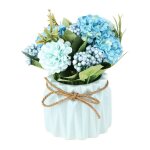Bouquet dhortensias artificiels - dcoration de table - cramique - bleu - 15x15 cm - contemporain