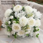 Bouquets de fleurs artificielles - pivoines hortensias chrysanthmes - blanc
