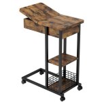 Bout de canape - table dappoint - table basse - 75 x 60 x 35 cm mobile et �troite � 3 niveaux - marron ...