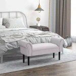 Bout de lit banc banquette design contemporain accoudoirs courbs 102x36x51 cm gris