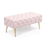 Bout de lit en velours capitonn� 100 cm monaco rose poudr�