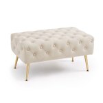 Bout de lit en velours capitonn� 80 cm madrid beige