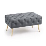 Bout de lit en velours capitonn� 80 cm madrid gris fonc�
