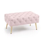 Bout de lit en velours capitonn� 80 cm madrid rose poudr�
