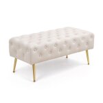 Bout de lit en velours capitonn� monaco 100 cm beige