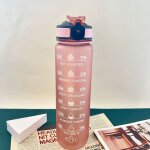 Bouteille deau de 1 litre avec paille �tanche sans bpa pour le sport et le fitness avec indicateur de ...
