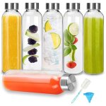 Bouteille deau en verre - lot de 6 bouteille verre 500ml rutilisable avec bouchon - gourde verre tanche ...