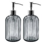 Bouteille distributrice de savon en verre avec pompe distributeur de liquide rechargeable de 14 oz pour ...