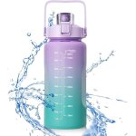 Bouteille deau gourde sport 2 litre marqueur de temps inspir� gourde avec paillesans bpa�tanche l�ger ...