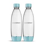 Bouteilles fondues lavables - sodastream - duo - 1 litre - bleu clair - compatible lave - vaisselle