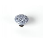 Bouton de meuble rond porcelaine brillant bleu h. 27 x l. 44 x p. 44 mm