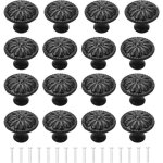 Bouton de porte noir 16pcs poignee de meuble cuisine boutonspoign�es bouton de meuble avec vis pour commode ...