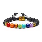 Bracelet 7 chakras pierre de lave symbole arbre de vie dor