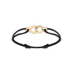 Bracelet en argent et dorure jaune motif menotte avec cordon coulissant noir Bracelet en argent et dorure jaune motif menotte avec cordon coulissant noir
