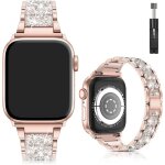 Bracelet bling ffo2world 38 / 40 / 41 / 42mm (42mm srie 10) ? or rose ? mtal strass rglable pour apple ...