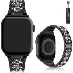 Bracelet bling ffo2world 42(srie 1?3) / 44 / 45 / 46 / 49mm ? noir ? mtal strass rglable pour apple ...