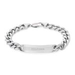 Bracelet cha�ne homme - tommy hilfiger - acier inoxydable - plaque grav�e - 19 cm - argent - fermoir ...