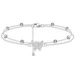 Bracelet de cheville argent 925 femme papillon cha�ne de cheville papillon coeur perle bracelet de cheville ...