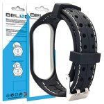 Bracelet connect� - beline - mi band 3 / 4 - noir / blanc - r�sistant � leau - confortable et l�ger