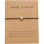 Bracelet cordon coeur porte - bonheur bijou femme fille etoile sur cordon marron