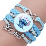 Bracelet - pashashop - lilo et stitch - cuir bleu - rglable - fantaisie