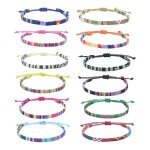 Bracelets damiti 12 pices multicolore tresss faits  la main rglables corde pour enfants fille femme ...