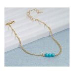 Bracelet - nikcorp - dor� en cuivre - ajustable 18 - 23cm - orn� de perles turquoise - �l�gant