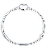 Cha�ne de cheville - maille torsad�e - c?ur - argent 925 / 1000 - rhodi� - 26 cm - finition boule - femme ...