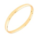 Bracelet - femme - jonc - ovale - lisse - plaqu or jaune 750 / 1000 - 3 microns - 66 x 55 x 6 mm