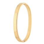 Bracelet - femme - jonc - ovale - motif - cisel� - plaqu� or jaune 750 / 1000 - 3 microns - 60 x 50 mm ...